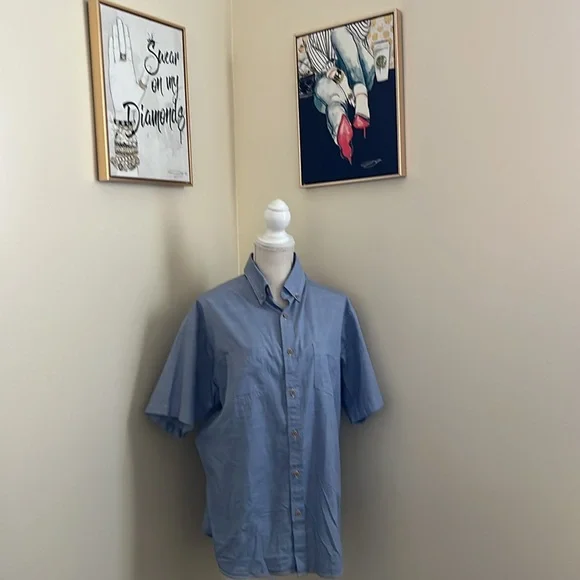 Roundtree & Yorke Blue Casual Button Down Shirt - Picture 3 of 13